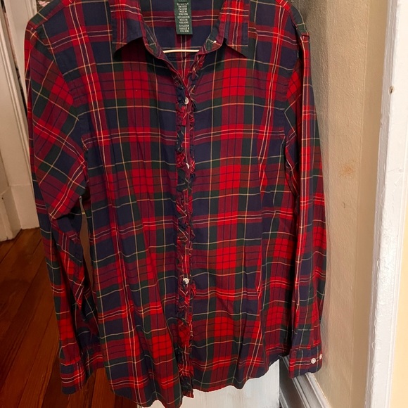 Ralph Lauren Tops - Women’s Ralph Lauren Ruffle Red and Green Plaid Shirt